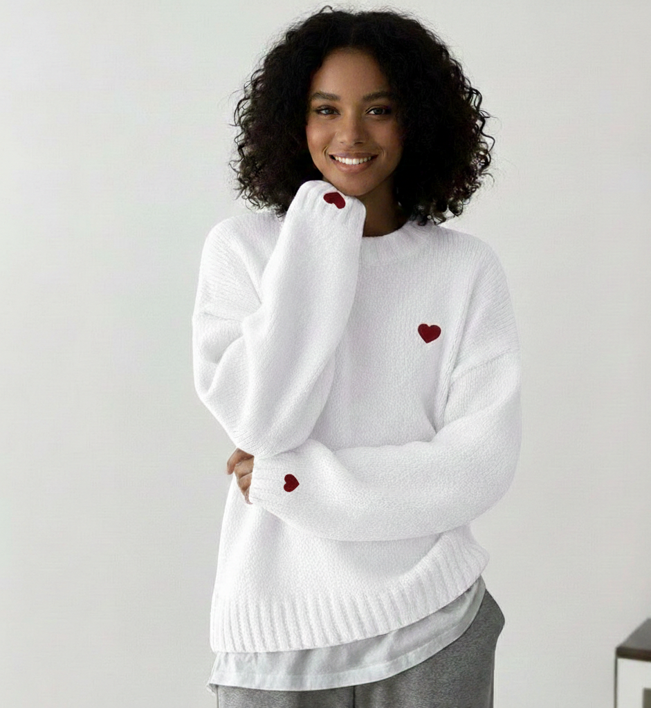 Pullover Oversize con Cuoricini