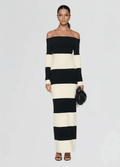 Abito Lungo Off - Shoulder a Righe - DressMilano
