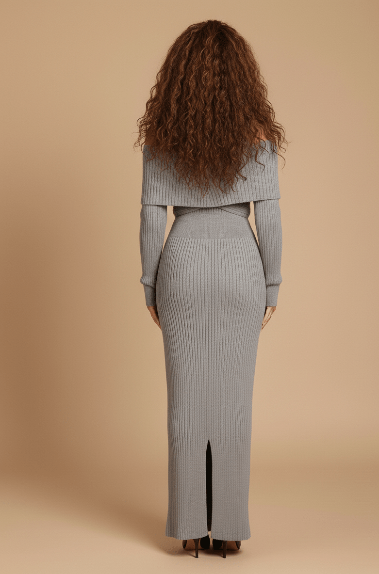 Abito Midi in Maglia con Spalle Scoperte - DressMilano